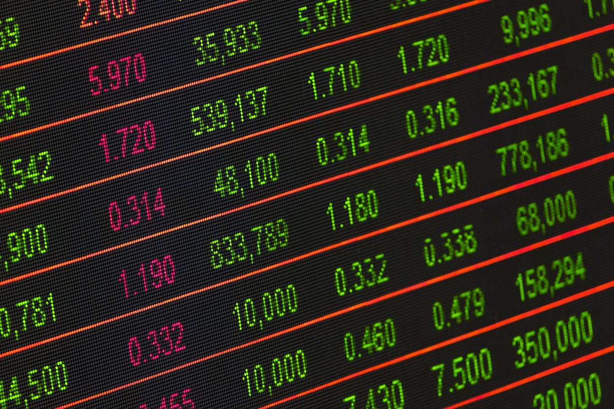 Stock market trading screen showing shares